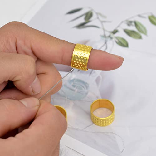 Utoolmart 5pcs Sewing Thimble, Metal Copper Sewing Thimble Finger Protector Finger Shield Ring Fingertip Thimble Sewing Quilting Craft Accessories DIY Sewing Tools