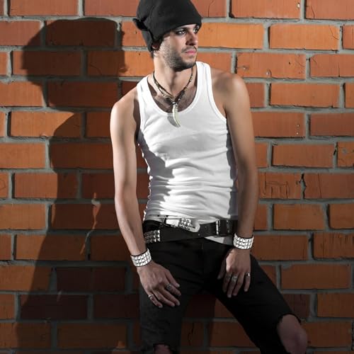 2-8 Pcs Studded Bracelet for Men Women Black Leather Goth Punk Bracelet Emo Bracelet for Halloween Party Punk Accessories3