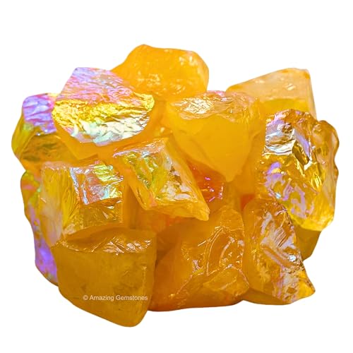 Image of Amazing Gemstone 2 Pieces Yellow Aura Quartz Raw Crystals and Healing Stones, Natural Rocks for Meditation and DIY Raw Stones and Crystals