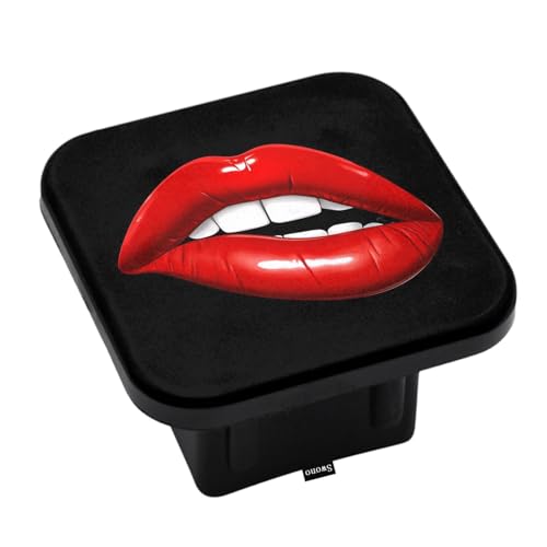 Swono Sexy Red Lip Hitch Tube Cover 2 Inch,Female Mouth with Bitten Lip Anti-Loss Rubber Receiver Tube Hitch Plug Car Exterior Accessories Fits for Pickup Trucks and Cars