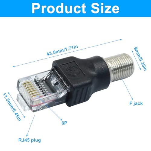 Adaptador Convertidor RF a RJ45 4 Piezas Negro miniatura 2