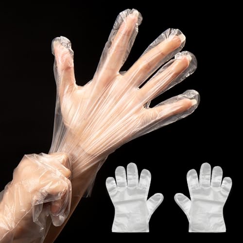 400 Count Disposable Plastic Gloves Food Safe Latex-Free & Powder-Free Waterproof Clear Poly Gloves for Cooking Cleaning Food Prep Pet Care & Household Use One Size Fits Most House Clean.