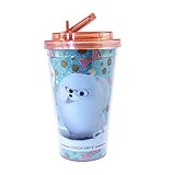 Silver Buffalo Universal The Secret Life of Pets Polka Dot and Glitter Gidget Plastic Cold Cup with Flip Straw, 16-Ounces