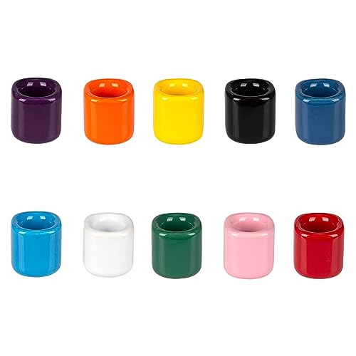 Mega Candles 10 pcs Assorted Colors 1/2 Inch Diameter Ceramic Chime Ritual Spell Candle Holders, Great for Casting Chimes, Meditation, Rituals, Spells, Vigil, Witchcraft, Wiccan Supplies