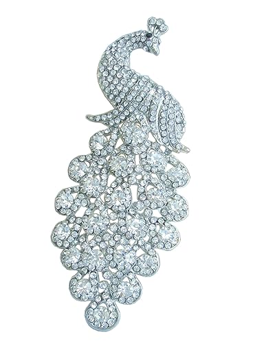 Broche de pavo real con cristales brillantes para vestidos de graduación
