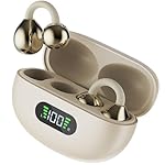Fire-Boltt Aero Clip OWS Earbud w/Clip-On Fit, Custom EQ, Wireless Bluetooth TWS,50H Playtime, 50ms Low Latency, Display on Charging Case, App Support, Touch Controls, Gaming & Music-Sandstone Beige
