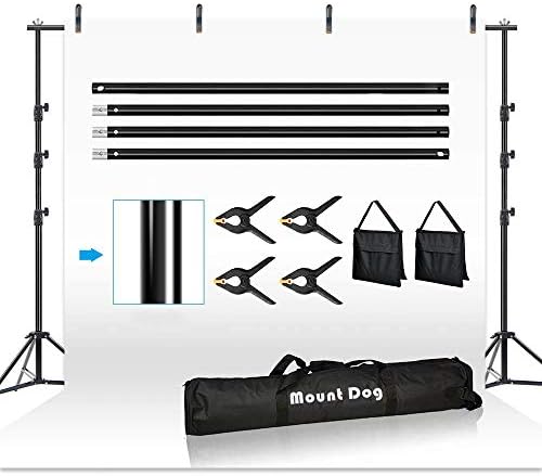 MOUNTDOG Background Stand 8.5X10ft, Backdrop Support System Kit Photo Video Studio Adjustable Heavy Duty Background Support with Sandbag & Carry Bag