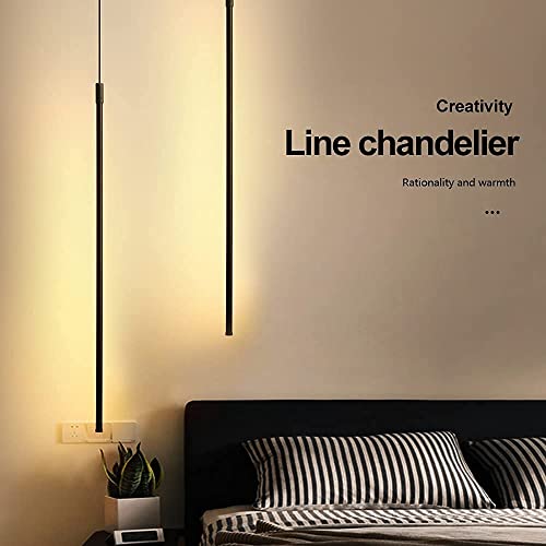 Zi Yang Suspension Luminaire Long Tube Lampe Suspendue Noir Grenier Chambre Salon Cuisine Lustre Moderne à LED Lampes à Suspension avec Décorations Industriel 3000K...