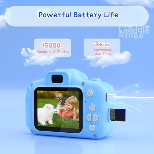 Image of Playpulse 1 Year Warranty Instant Kids Camera - 13MP HD Digital Selfie & Video Camera Toy with Dual Lens, Games & Filters, for Children Ages 4-15 (Sky Blue)