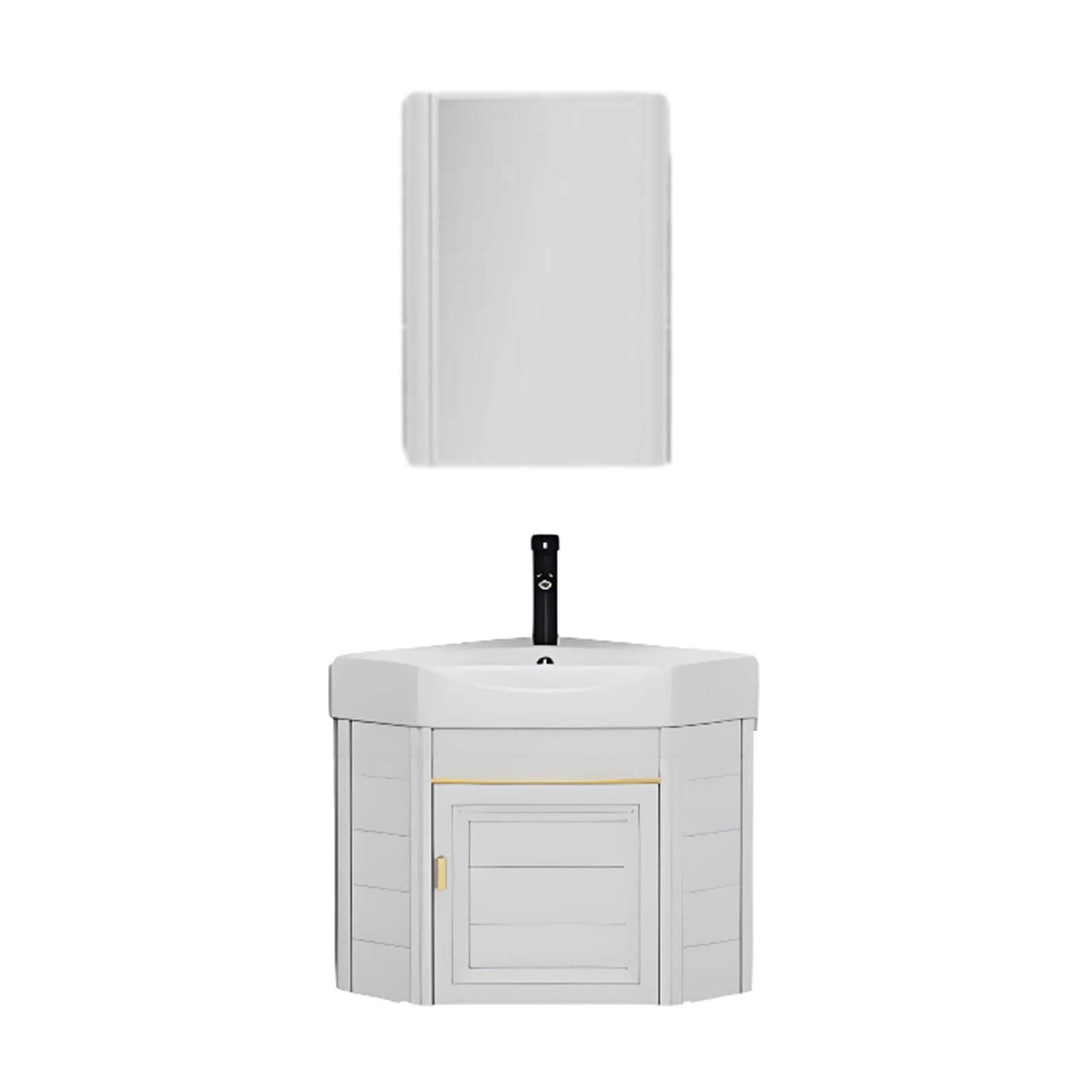AYCDL Corner Bathroom Vanity with Sink and Faucet Wall Mount Compact Bathroom Cabinet for Small Spaces,White-B43cm/16.9in