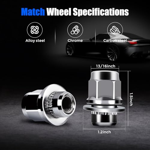 Image of 20Pcs M12x1.5 Lug Nuts Chrome Mag Style, Fits Toyota Camry, Avalon, Highlander, Prius, Sienna, Lexus IS300, LFA, CT200h - Compatible with 5 & 6 Lug Wheels - 13 /16 inch (21mm) Hex
