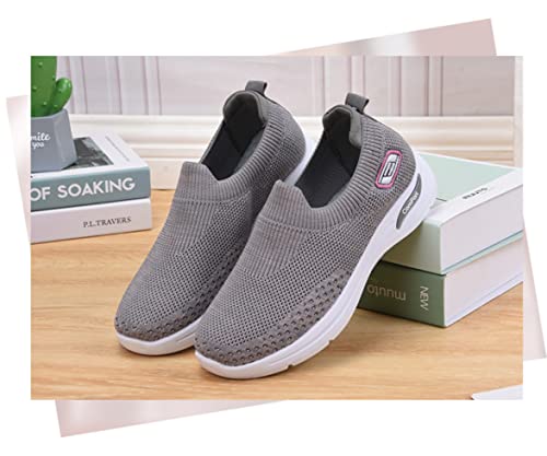 Women's Lightweight Slip-On Walking Shoes - Breathable Athletic Tennis Sneakers with Soft Knitted Fabric for Casual Gym Running of All Ages3