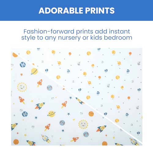 Image of Delta Children Fitted Crib Sheets for Girls and Boys - Crib Sheet for Standard Crib and Toddler Mattresses - 28x52 Inch (Pack of 2), Space Exploration
