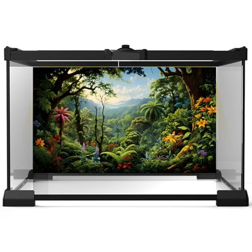 Image of Rainforest Aquarium Background Fantasy Jungle Tropical Trees Flowers Landscape Fish Tank Background Mountain Forest Reptile Tank Backgrounds Fantasy Forests Reptile Enclosure Backgrounds 24x16in