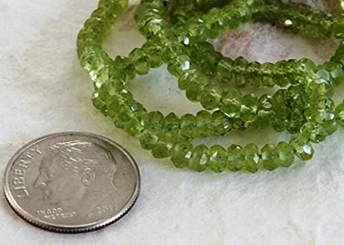 LKBEADS Peridot faceted Roundel. peridot faceted, Preidot beads, Peridot faceted 3mm 14" strand