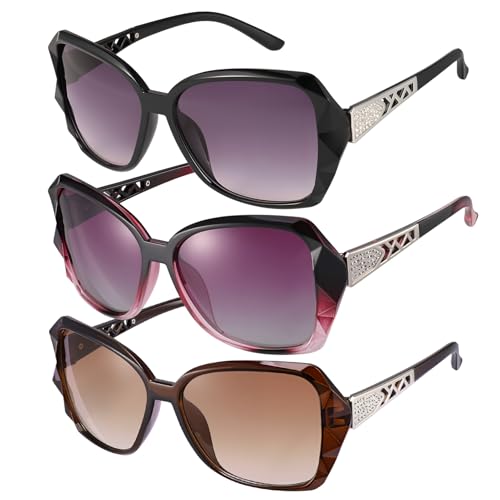 Image of Women Oversized Sunglasses UV400 Protection Lens Sun Glasses | Lightweight Shiny Frame, Classic Trendy Design, Multiple Color Options for Walking, Driving, Shopping, Taking Photos