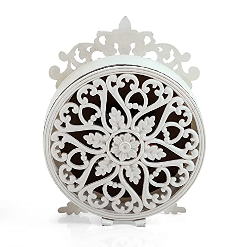 Nikky Home Small Vintage Table Clock, Decorative Shelf Desk Top Clock Battery Operated Round French Design, Farmhouse Home Decor For Bathroom, Tabletop, Desktop, Countertop, Rustic Beige #TOP6