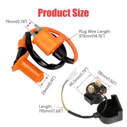 Image of GREHUA GY6 Ignition Coil CDI Box Starter Solenoid Relay Compatible with 150cc 50cc 125cc Tao tao Scooter Moped ATM50 Pony VIP Roketa Go Kart Pit Dirt Bike Parts with Voltage Regulator Rectifier Orange