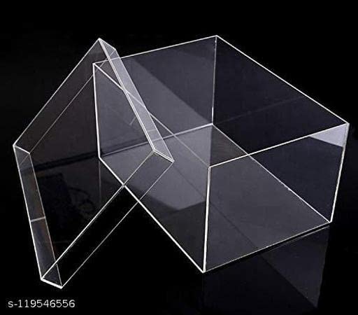 Image of Jadhav Decorative Acrylic Box with Lid, Clear Box Square Stackable Mult-Purpose for Office and Home Storage Box 6x4x4 inch