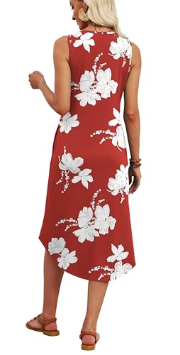 Image of WIHOLL Summer Dresses for Women 2026 Button Front Sleeveless Casual Midi Dress Beach Vacation Sundresses with Pockets