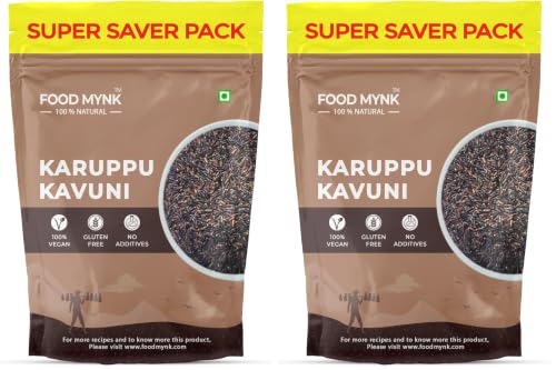 Image of FOOD MYNK Karuppu Kavuni Rice | Black Rice | Diabetic Friendly Rice | Karuppu Kavuni Arisi | Forbidden Rice | Nalla Biyyam | Kaala Chawal | Emperor Rice (500 Gm) (Pack of 2)