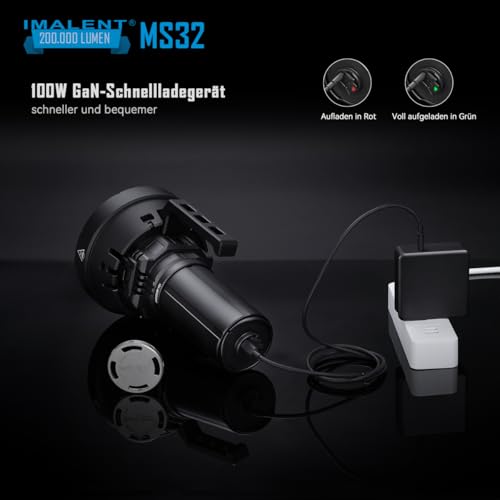 Image of Imalent, LED Torch MS32 Super Bright 200,000 Lumen with 32 Cree XHP 70.2 HI LED LED Flashlight Type C Battery, 8 Lighting Modes, IP56 Waterproof Torch