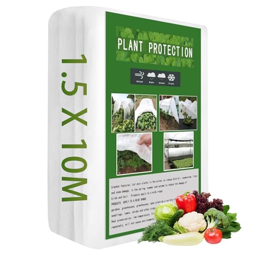 Vegamall 1.5 * 10m Wintervlies für Pflanzen Frostschutz 17gsm Pflanzenvlies Frostschutz, Vlies Pflanzenschutz Winter für Gemüse Obst Blumen Gartenbau Insektenschutz