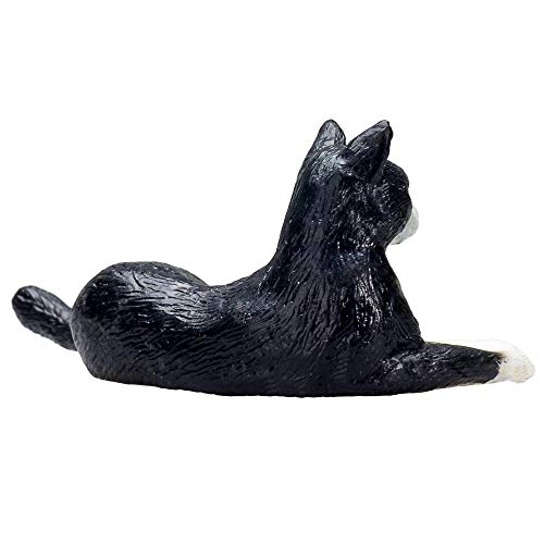 MOJO Cat Lying Black and White Pet Farm Animal Model Toy Figure - Image 3