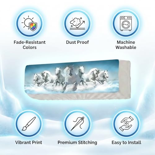 Image of Split AC Cover 1 ton, 1.5 ton to 2 Ton |Designer Digital Print Indoor AC Dust Cover | Stretchable Lycra Fabric | 38x12x9 Inch | Washable Polyester AC Indoor Unit Cover | Dust Dirt Resistant