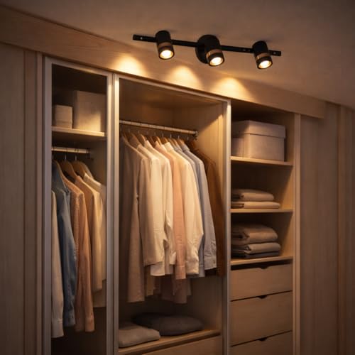 Image of TRIPPING 9watt Warm White Light Color Adjustable 3-Head LED Wall Lamp - Black & Gold Metal Body Focus Spot Light for Dressing Table, Mirror & Accent Walls (43x15x9 cm)