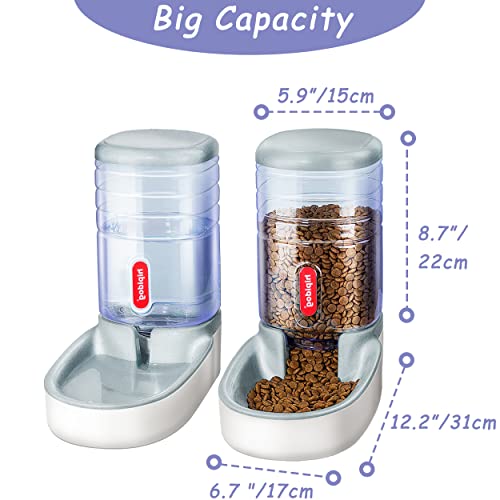 Lucky-M Pets Automatic Feeder And Waterer Set,Dogs Cats Food Feeder And Water Dispenser 3.8L,2 In 1 Cat Food Water Dispensers For Small Medium Big Pets (Gray) #TOP3