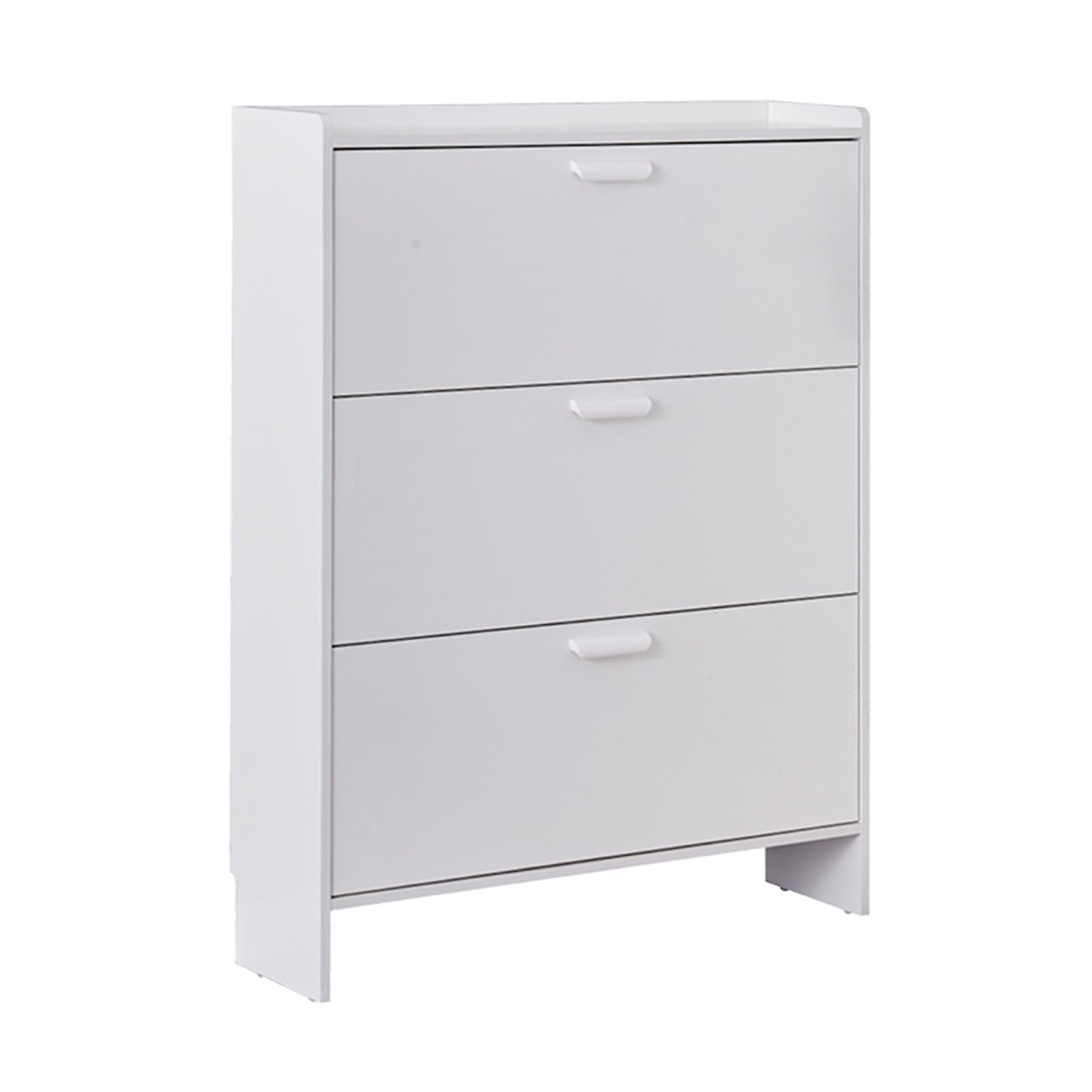 LMYSXAOZ Modern Shoe Cabinet Rack for Entryway Hallway, Narrow Space-Saving Storage Organizer with 3 Flip Drawers and Adjustable Shelf, White(L60cm x W24cm H118cm)