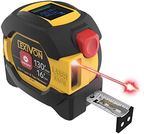 LEXIVON 2 in 1 Digital Laser Tape Measure | 130ft/40m Laser Distance Meter Display On Backlit LCD Screen with 16ft/5m AutoLock Measuring Tape | Ft/Inch/Fractions/M/mm(LX-201)