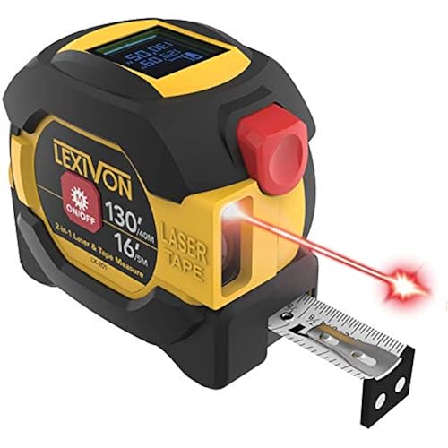 LEXIVON 2 in 1 Digital Laser Tape Measure | 130ft/40m Laser Distance Meter Display On Backlit LCD Screen with 16ft/5m AutoLock Measuring Tape | Ft/Inch/Fractions/M/mm(LX-201)