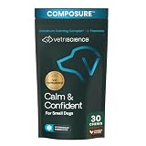 VetriScience Calm & Confident Chews, Composure Clinically Tested Calming and Anxiety Supplement for Small Dogs Under 30 lbs, Reduce Stress, Ideal for Thunderstorms and Fireworks, Chicken, 30 Count