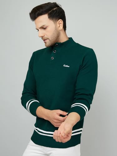 Image of Men High Neck Full Sleeve Winter Woolen Button Sweater