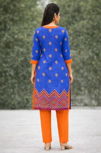 Image of Women's Cotton Blend Unstitched Kurti Set for Women | A-Line Style Dress Material | 2-Piece Traditional Ethnic Wear Suit Fabric