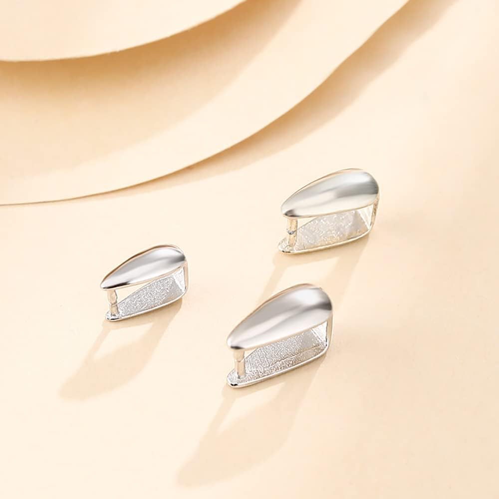 2pcs 925 Sterling Silver 6X8mm Ice Pick Pinch Clip Bead Bail Pendant Connectors Claw Bail Pendant for Necklace Jewelry Making(Silver Original)