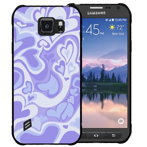 zaztify Case for Samsung Galaxy S6 Active, Pastel Lovely Irregular Purple Love Heart Lovecore Pattern Shockproof Anti-Slip Thin Slim Soft Cute Beautiful Phone Cover Shell