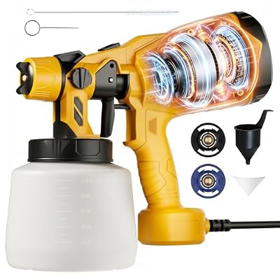 Samvinor Paint Sprayer, Handheld Electric Paint Gun, High Power HVLP Spray Gun with 3 Patterns, Easy to Clean, for House Painting Furniture Cabinets Fence Wall