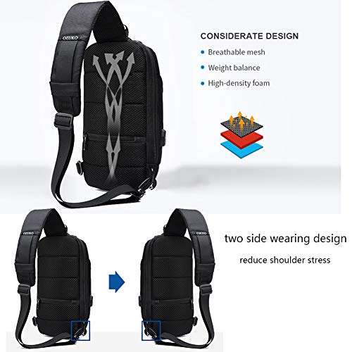 Zuk Sling Bag For Men Shoulder Crossbody Backpack Waterproof Sling Backpack With Usb Charging Port Anti Theft Chest Pack Bag Casual Daypack Fit 9.7 Inch Ipad (Black) #TOP3