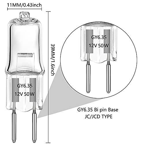Gy6.35 Halogen Light Bulbs 12 Volt 50 Watt, 10 Pack 2 Pin Gy6.35 Base Bulb, Replacement T4 Tubular Jcd Type Bulb For Ceiling Lights, Table Lamp, Chandelier, 2700K Warm White, Dimmable #TOP1