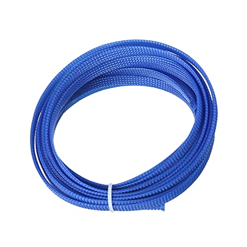 Othmro Guaina flessibile in rete metallica in PET espandibile, 5 m, blu, per cavi audio TV e PC da animali domestici che masticano e strappano