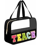 Kovewon Teacher Appreciation Gifts, Chenille Letter Teacher Tote Bag with Handle and Zipper, Wate...