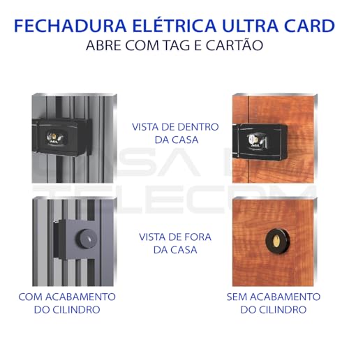 KIT FECHADURA ELETRONICA AGL ULTRA CARD PRETA C/ 10 CHAVES DE ACESSO DIGITAIS