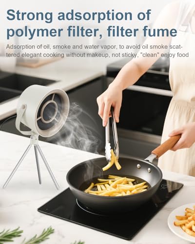 Portable Range Hood, Mini Desktop Range Hoods, 3 Speed, 5 Changeable Filter Sponge Pads, Rechargeable Kitchen Exhaust Fan for Indoor or Outdoor Cooking