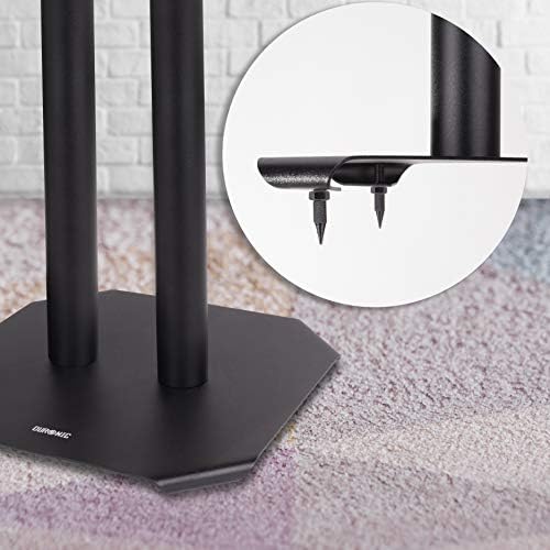Duronic Speaker Stand (pair) SPS1022-80 | LARGE 80cm | Set of 2 Steel Base Supports for Stereo Loudspeakers | Floor Standing with Spikes, Shoes and Pads | Insulating | Black | For Better Audio