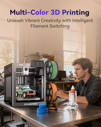 FLASHFORGE AD5X Multi-Color 3D Printer with IFS,Fully Auto Leveling FDM 3D Printer with Max 600mm/s High Speed Printing and Max 300°C Nozzle,Large Printing Size 220 * 220 * 220mm - Thumbnail 2