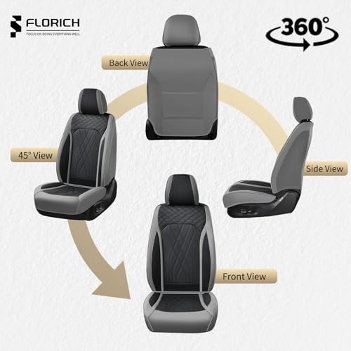 Image of FLORICH Car Seat Covers Front Seat Waterproof Faux Leather Seat Covers for Cars Premium Breathable Car Seat Protector Interior Covers Non-Slip Universal Fit for Most Car Truck SUV, Gray&Black