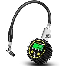 Digital Tire Pressure Gauge,ATsafepro Tire Pressure Gauge with Flexible Hose and Angled Chuck, Tire Pressure Gauge for Cars,Air Pressure Gauge - Professional Accuracy - 200 PSI